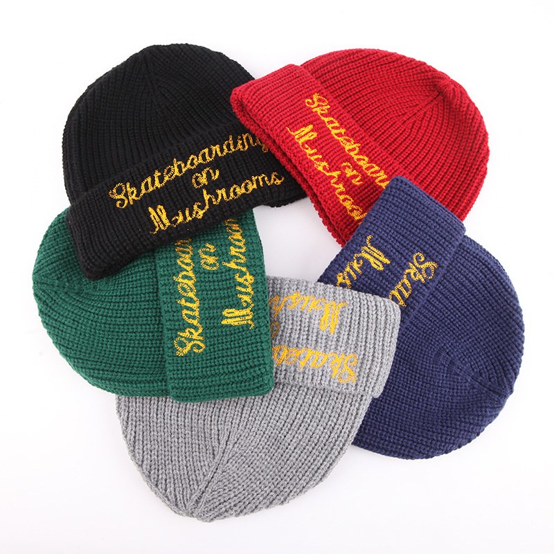 custom beanie knit hat cuffed pom winter beanie — product-beanies-3
