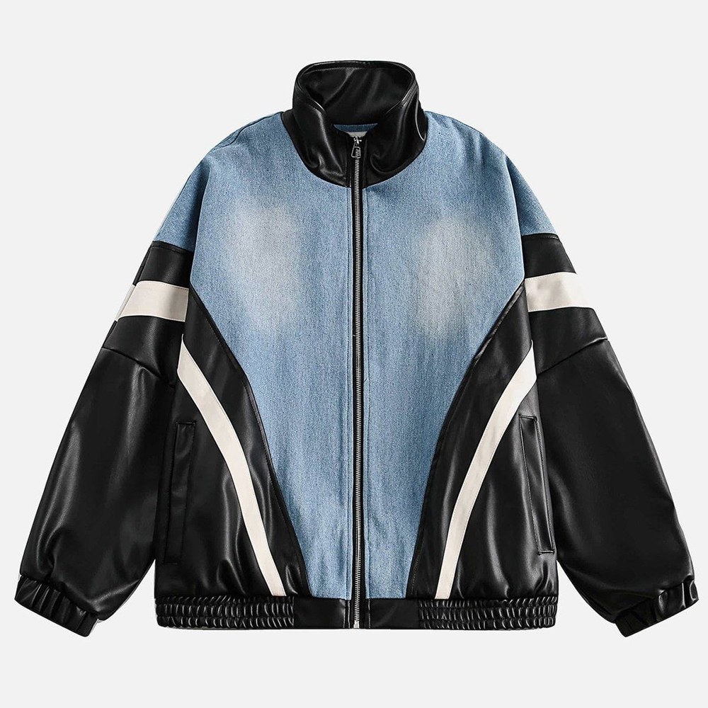 custom leather jacket varsity leather sleeves bomber — product-leather-18