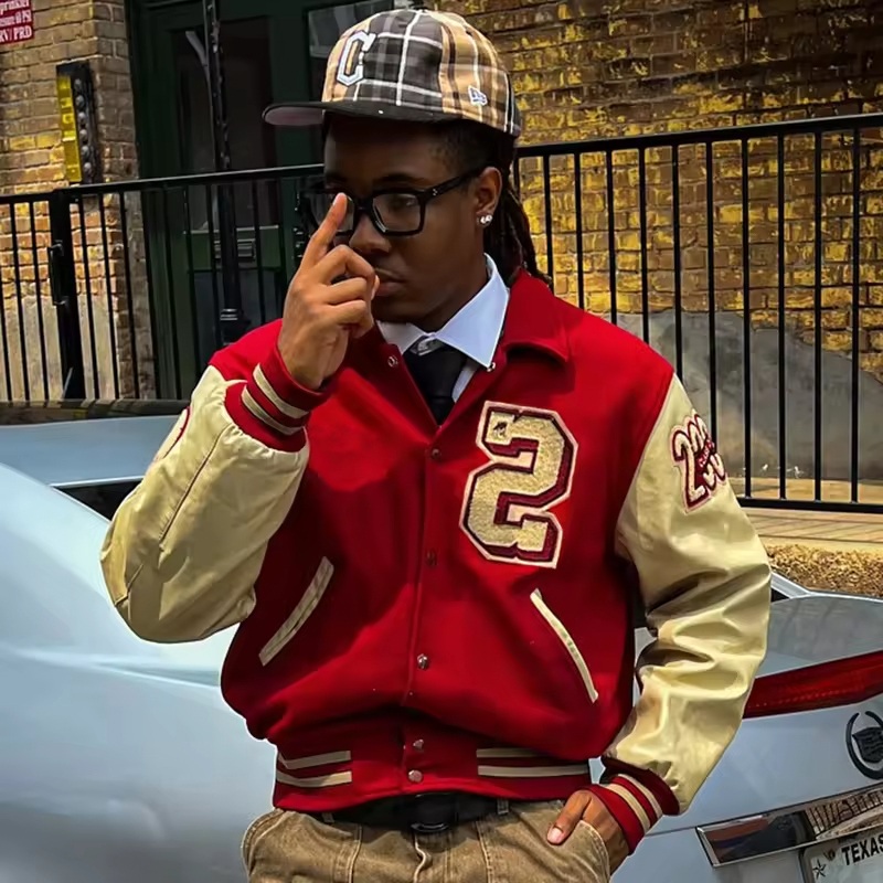 custom leather jacket varsity leather sleeves bomber — product-leather-3