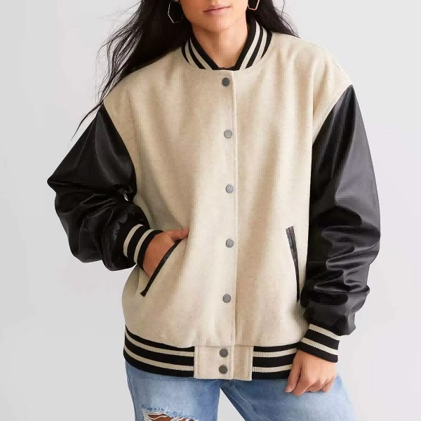 custom leather jacket varsity leather sleeves bomber — product-leather-30