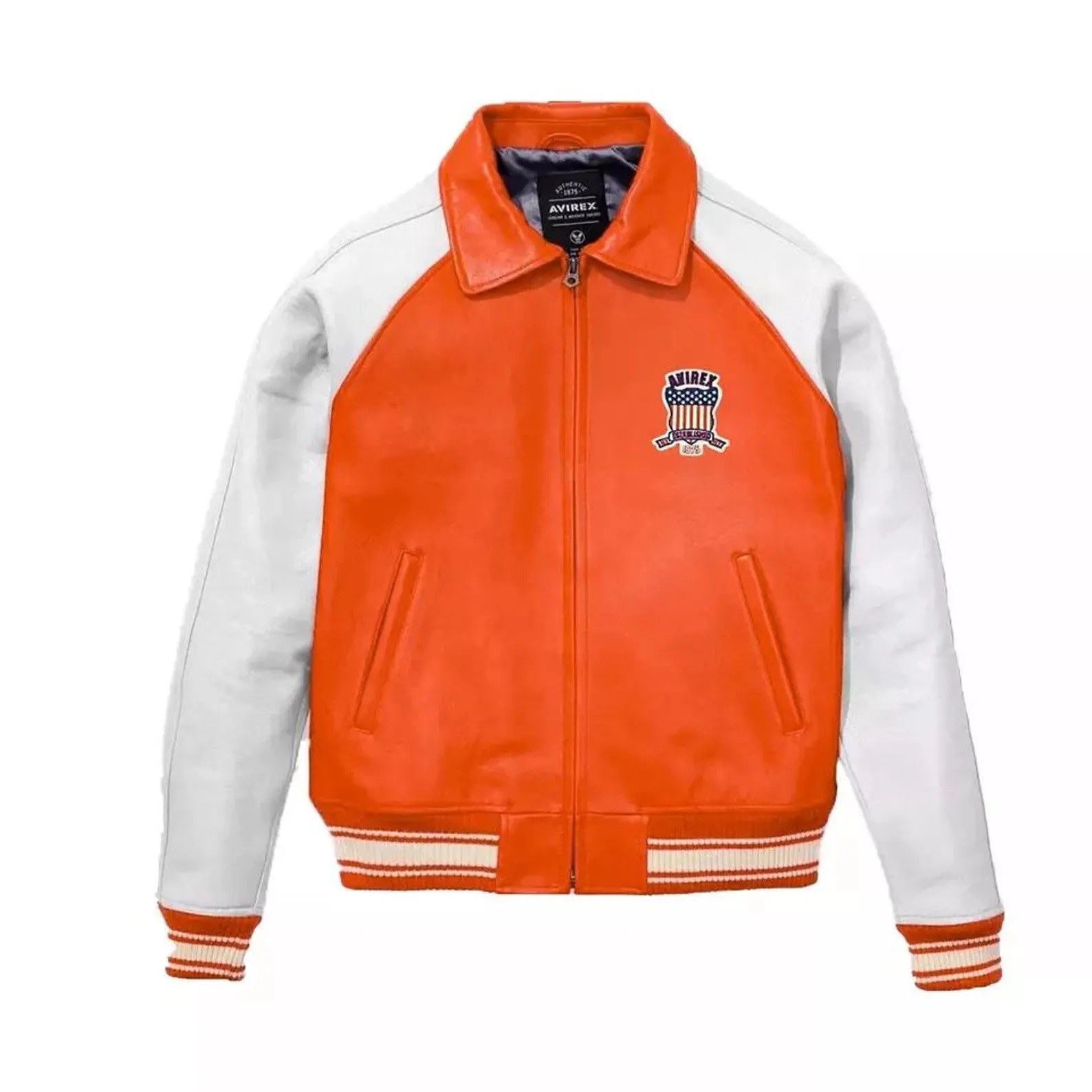 custom leather jacket varsity leather sleeves bomber — product-leather-34