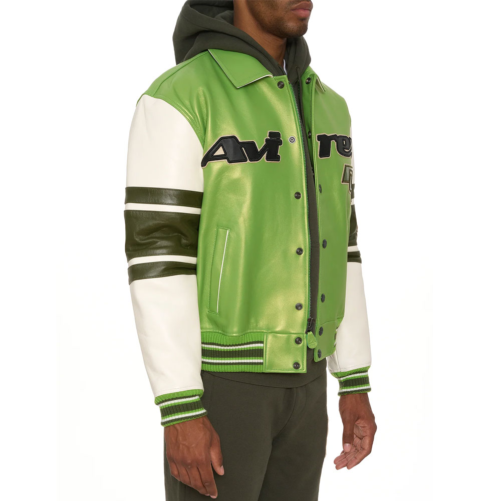 custom leather jacket varsity leather sleeves bomber — product-leather-35