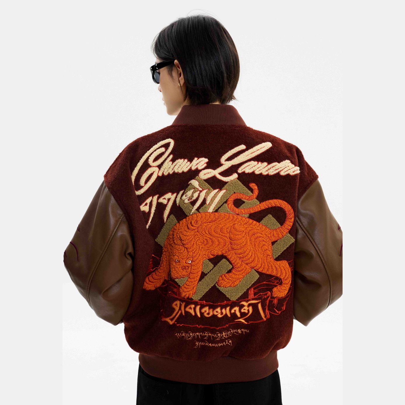 custom leather jacket varsity leather sleeves bomber — product-leather-4
