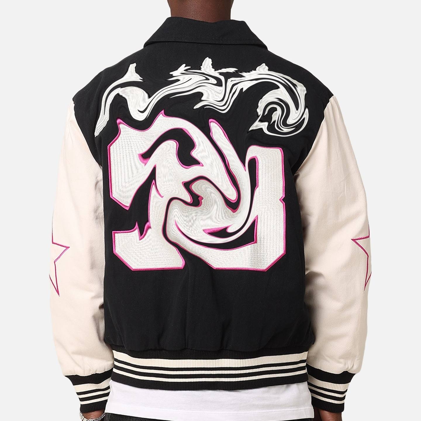 custom leather jacket varsity leather sleeves bomber — product-leather-5