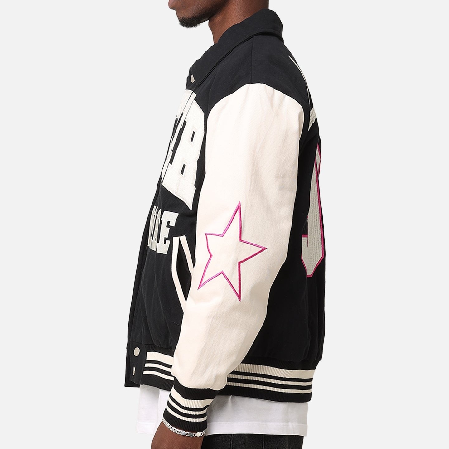 custom leather jacket varsity leather sleeves bomber — product-leather-8