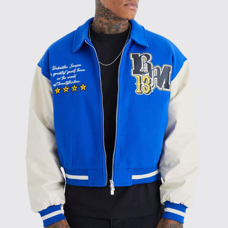 custom varsity letterman jacket wool body leather sleeves — product-varsity-23