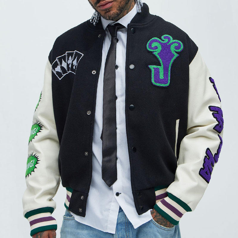 custom varsity letterman jacket wool body leather sleeves — product-varsity-32
