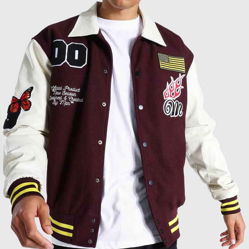 custom varsity letterman jacket wool body leather sleeves — product-varsity-35