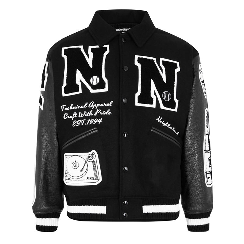 custom varsity letterman jacket wool body leather sleeves — product-varsity-45