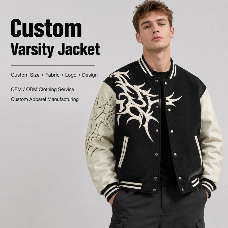 custom varsity letterman jacket wool body leather sleeves — product-varsity-54